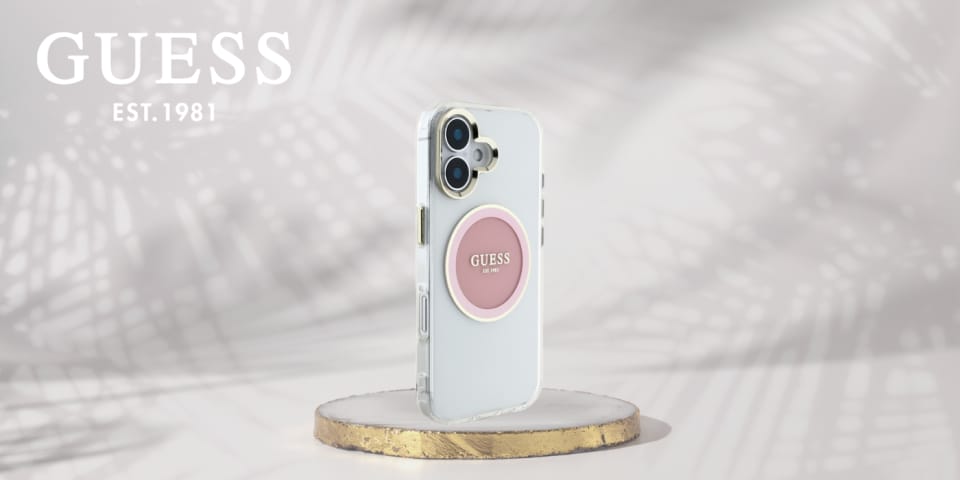 Etui Guess IML Metal Colored Circle      Classic Logo MagSafe do iPhone 16 różowy