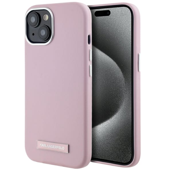 Etui Karl Lagerfeld FW Metal Plate       MagSafe do iPhone 15 różowy