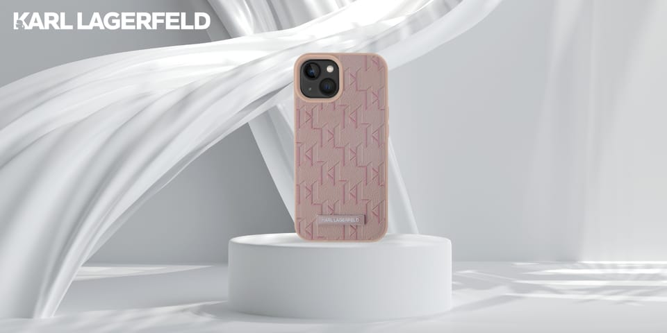 Etui Karl Lagerfeld Leather Monogram     Metal Logo MagSafe do iPhone 15 różowy