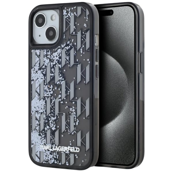 Etui Karl Lagerfeld Liquide Glitter      Monogram Gradient do iPhone 15 czarny