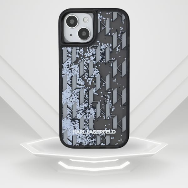 Etui Karl Lagerfeld Liquide Glitter      Monogram Gradient do iPhone 15 czarny