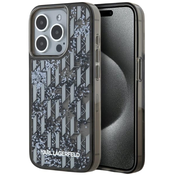 Etui Karl Lagerfeld Liquide Glitter      Monogram Gradient do iPhone 15 Pro czarny