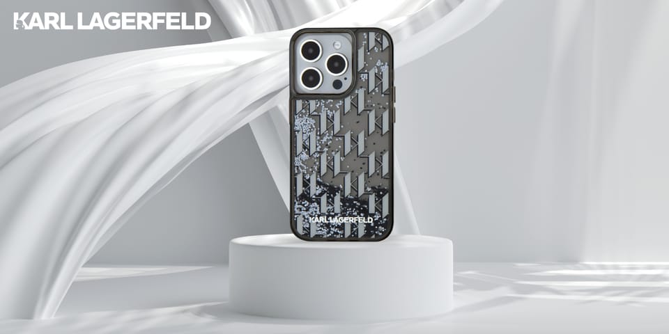 Etui Karl Lagerfeld Liquide Glitter      Monogram Gradient do iPhone 15 Pro czarny