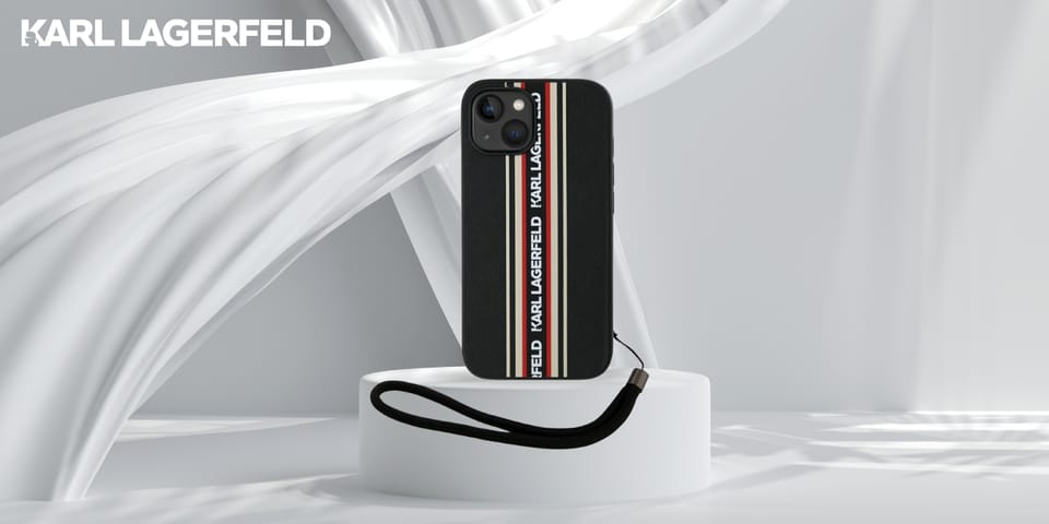 Etui Karl Lagerfeld Saffiano Athleisure  Stripes Cord do iPhone 15 czarno-czerwony