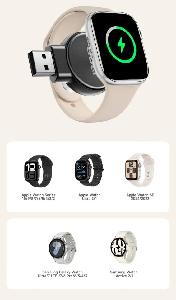AWEI ład. do zegarka Apple/Samsung Watch W26 czarny/black