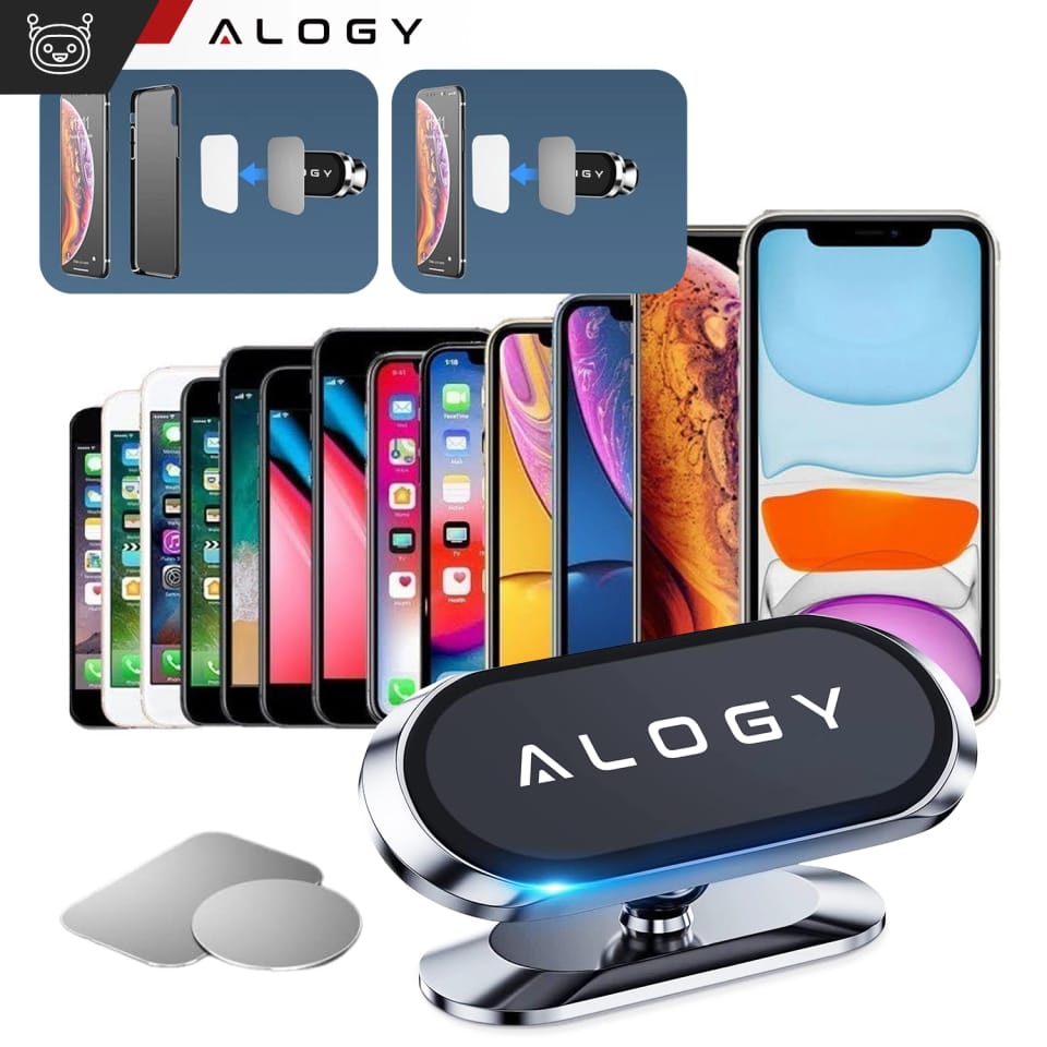 Uchwyt magnetyczny samochodowy Alogy do auta uniwersalny do telefonu na kokpit do deski Srebrny