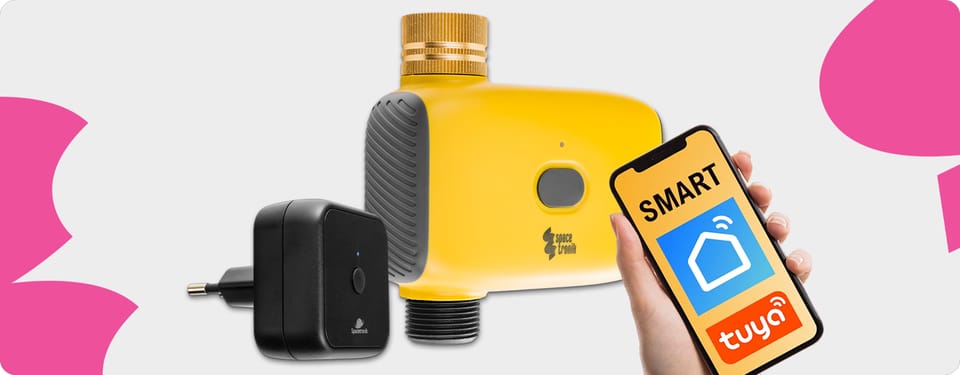 smart timer do podlewania, inteligentny sterownik nawadniania, timer ogrodowy WiFi, automatyczny harmonogram nawadniania, dwa tryby podlewania, cykliczne podlewanie, sterownik z aplikacją, timer z 20 planami nawadniania