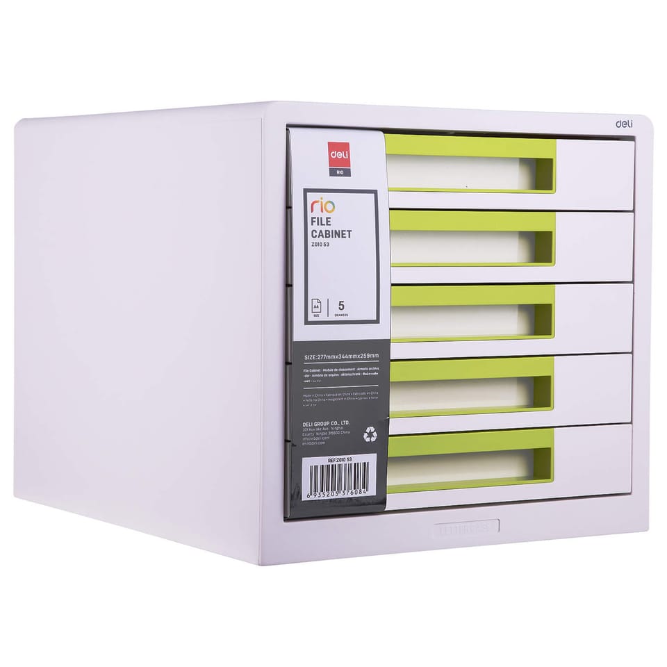 Pojemnik z 5 szufladami RIO biało-zielony Z01053 DELI
