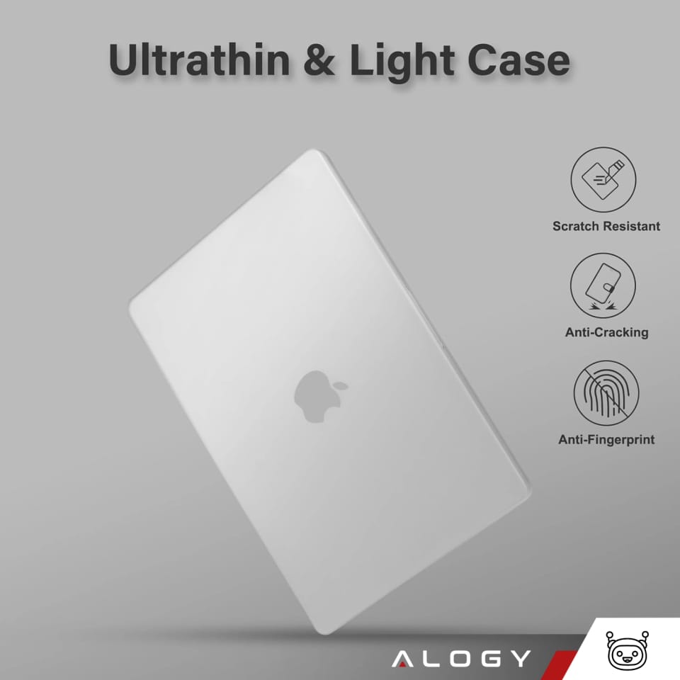 Etui ochronne do Apple Macbook Pro 14 - M1/M2/M3/M4 2021-2024 Alogy AirGuard™ Elastyczna obudowa bez odcisków palców Matowa Przezroczysta Biel