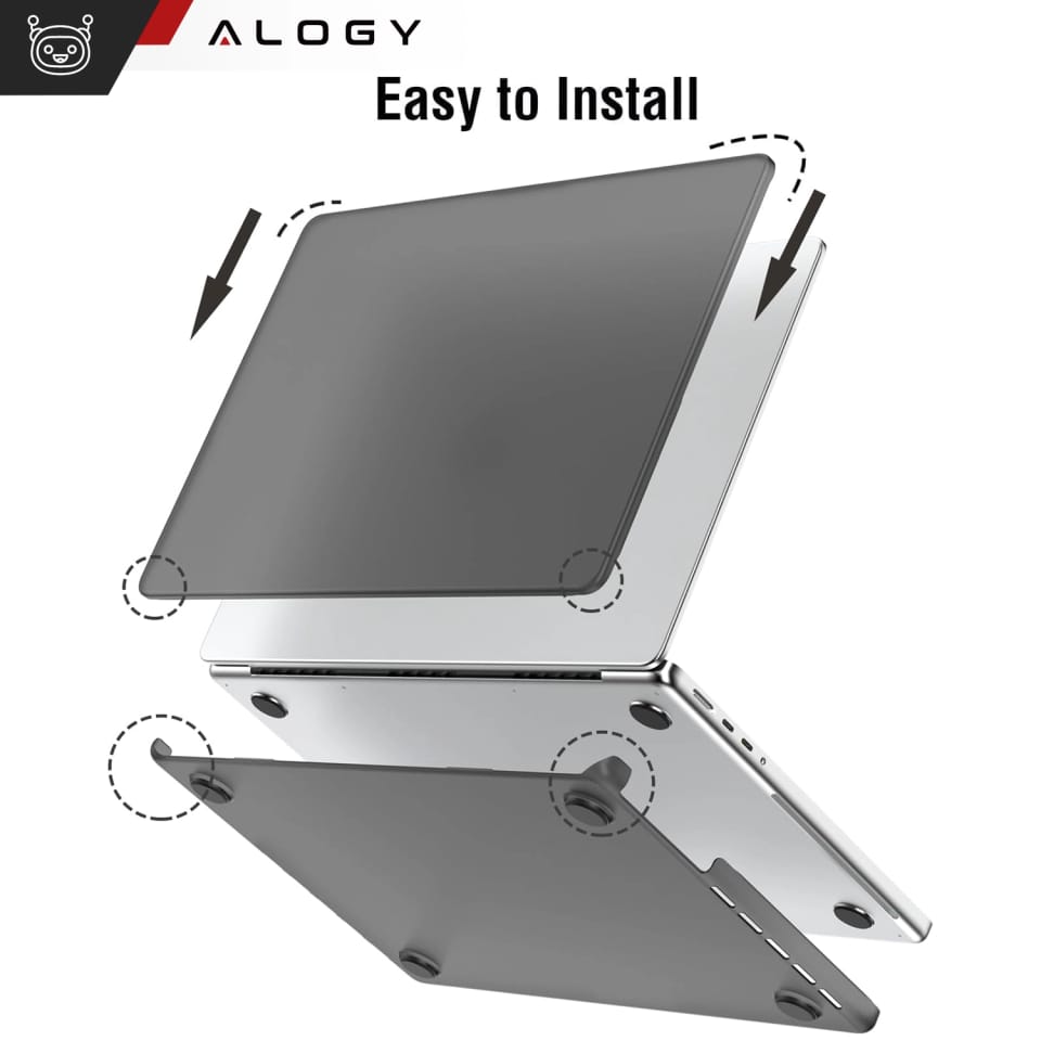 Etui ochronne do Apple Macbook Pro 14 - M1/M2/M3/M4 2021-2024 Alogy AirGuard™ Elastyczna obudowa bez odcisków palców Matowa Czerń