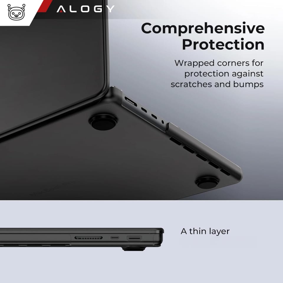 Etui ochronne do Apple Macbook Pro 14 - M1/M2/M3/M4 2021-2024 Alogy AirGuard™ Elastyczna obudowa bez odcisków palców Matowa Czerń