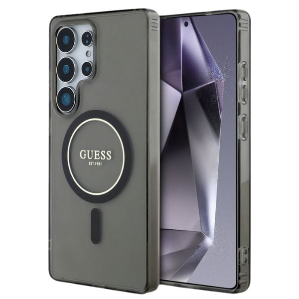 Etui Guess Glitter Circle Classic Logo   MagSafe do Samsung Galaxy S25 Ultra czarny