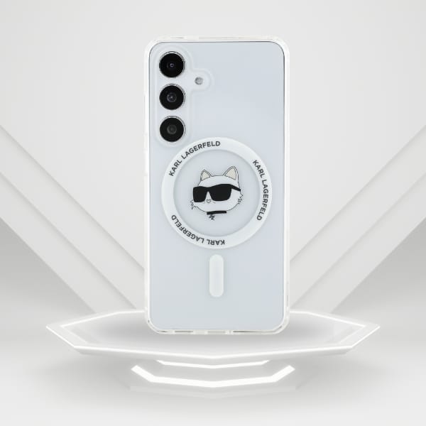 Etui Karl Lagerfeld Button Choupette     Head Printed Logo MagSafe do Samsung Galaxy S25+ biały