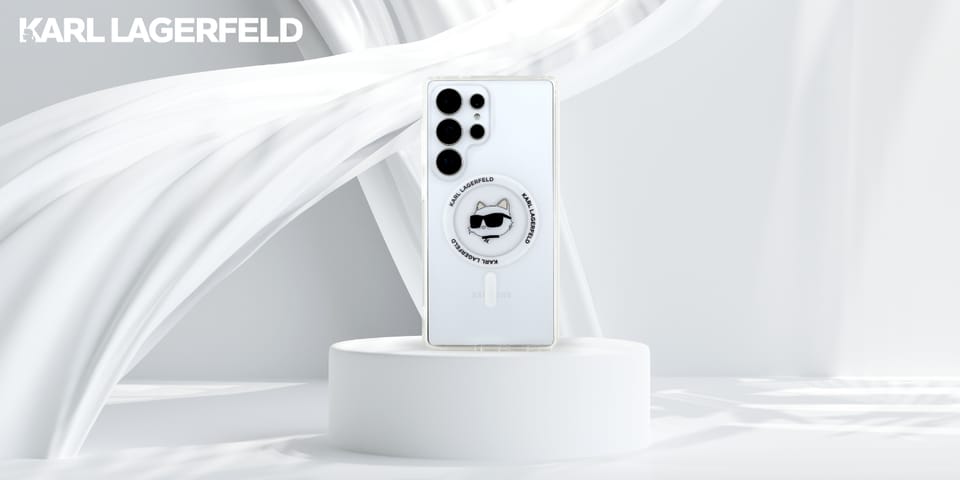Etui Karl Lagerfeld Button Choupette     Head Printed Logo MagSafe do Samsung Galaxy S25 Ultra biały