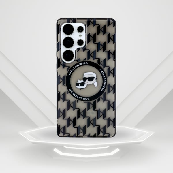 Etui Karl Lagerfeld Button Karl &        Choupette Heads On KL Pattern MagSafe do Samsung Galaxy S25 Ultra czarny