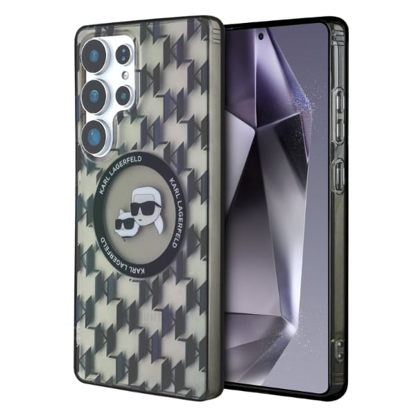 Etui Karl Lagerfeld Button Karl &        Choupette Heads On KL Pattern MagSafe do Samsung Galaxy S25 Ultra czarny