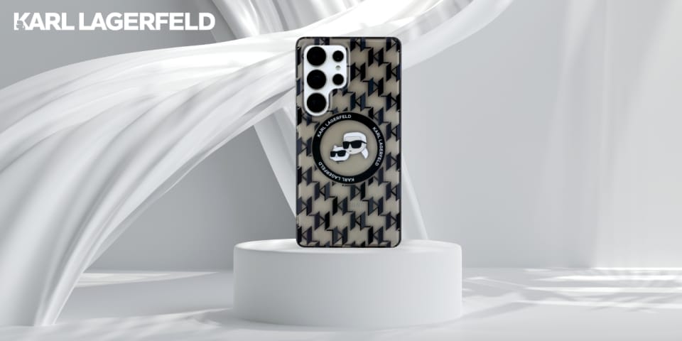 Etui Karl Lagerfeld Button Karl &        Choupette Heads On KL Pattern MagSafe do Samsung Galaxy S25 Ultra czarny