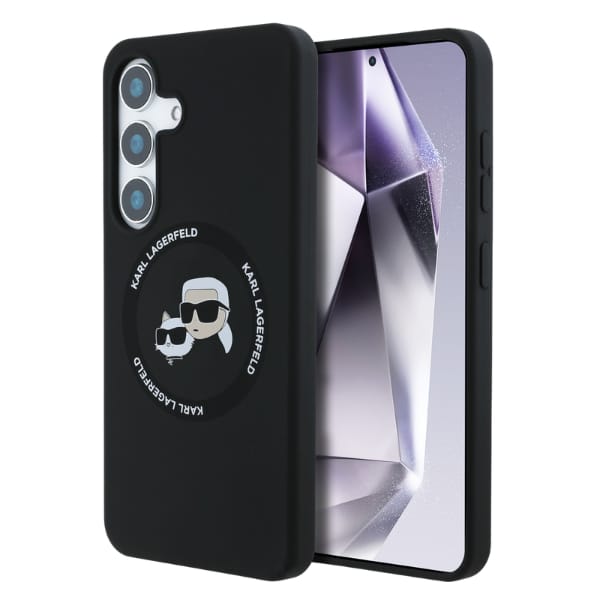 Etui Karl Lagerfeld Silicone Double      Heads And Circle MagSafe do Samsung Galaxy S25+ czarny