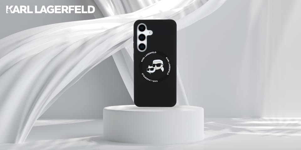 Etui Karl Lagerfeld Silicone Double      Heads And Circle MagSafe do Samsung Galaxy S25+ czarny