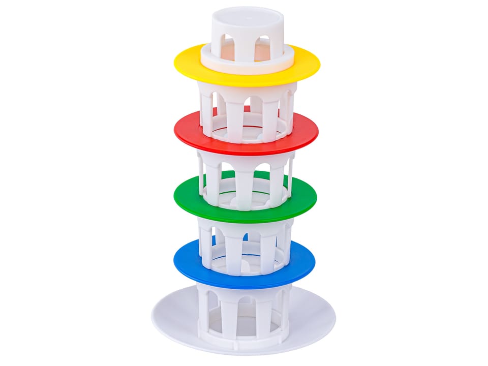 Rodzinna gra zręcznościowa CHWIEJNA WIEŻA "Wobbly Tower" Ruchoma, krzywa wieża