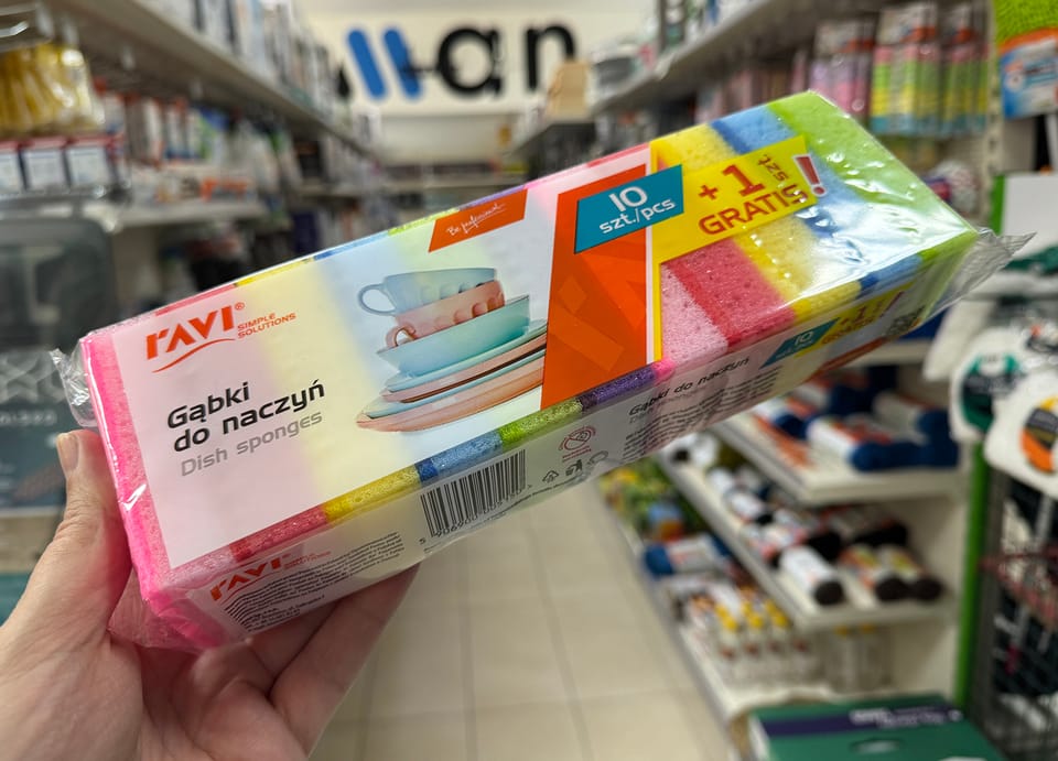 Gąbki mycia do naczyń 10 sztuk plus 1 gratis