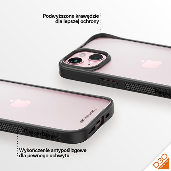 PanzerGlass ClearCase iPhone 15 Plus /14 Plus 6.7" D3O 2xMilitary grade czarny/black 1178