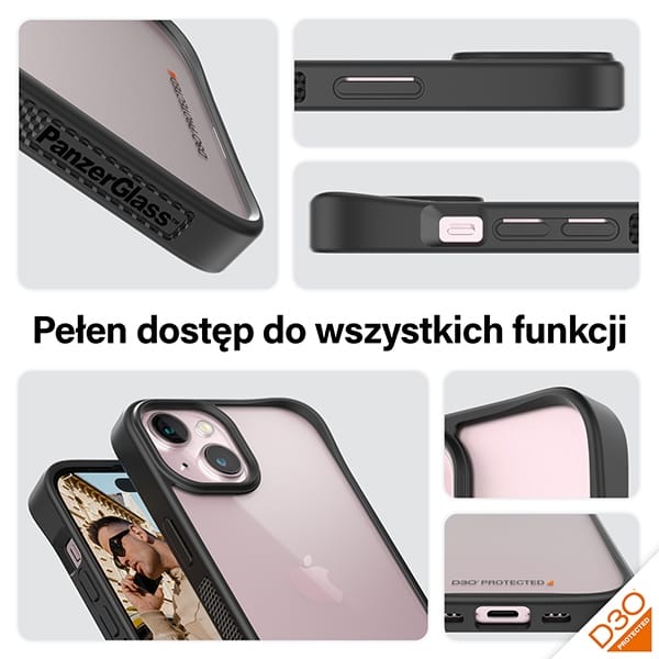 PanzerGlass ClearCase iPhone 15 6.1"D3O 2xMilitary grade czarny/black 1176