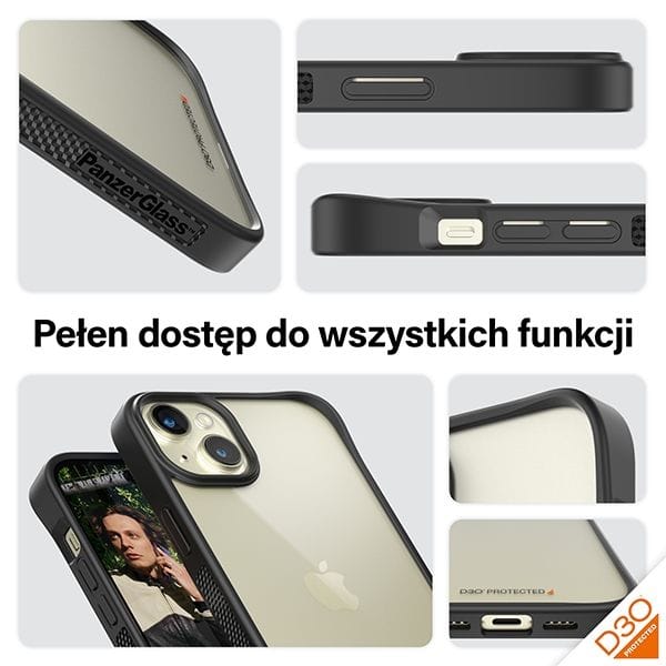 PanzerGlass ClearCase iPhone 15 Plus /14 Plus 6.7" D3O 2xMilitary grade czarny/black 1178