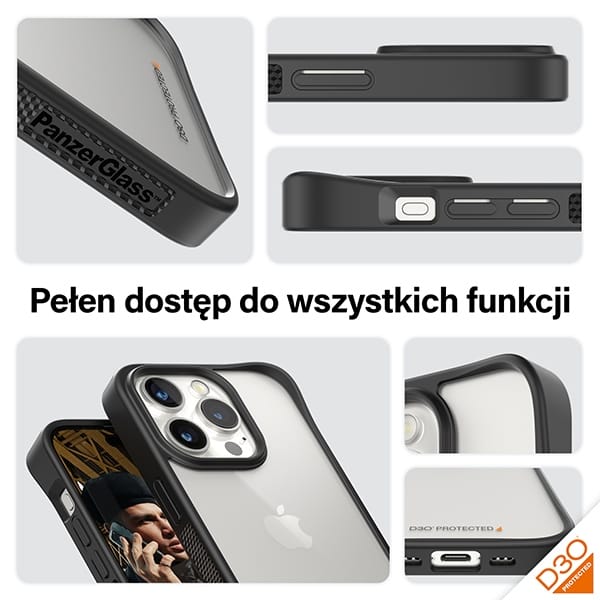 PanzerGlass ClearCase iPhone 15 Pro 6.1"D3O 2xMilitary grade czarny/black 1177