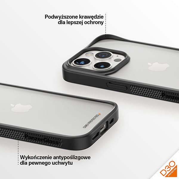 PanzerGlass ClearCase iPhone 15 Pro Max6.7" D3O 2xMilitary grade czarny/black 1179