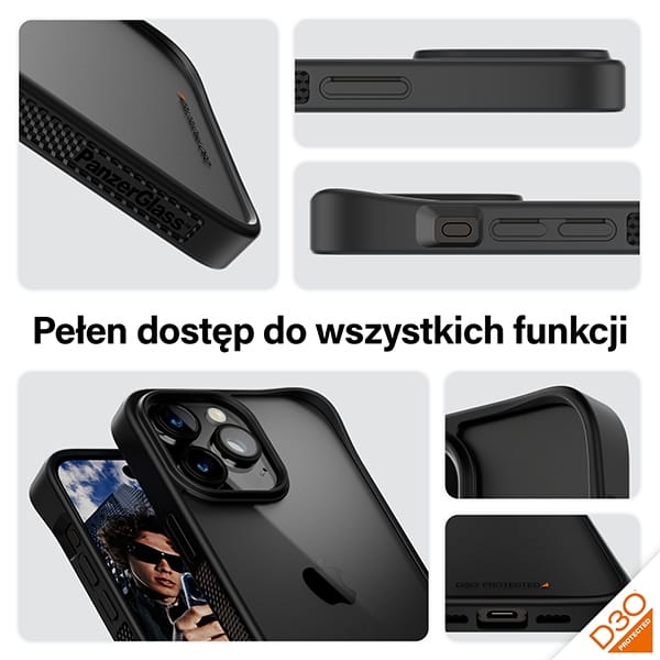 PanzerGlass ClearCase iPhone 15 Pro Max6.7" D3O 2xMilitary grade czarny/black 1179