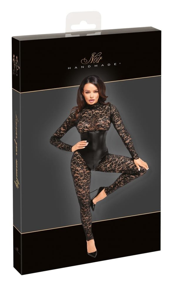 Noir Handmade Catsuit Trasparente F285 In Leolook, Con Cerniera Bidirezionale, Materiale 90% Poliestere 10% Elastan, Taglie S-3XL.