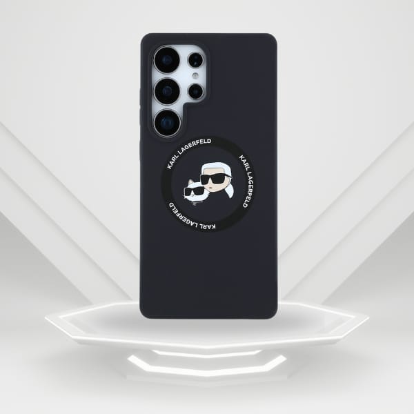 Etui Karl Lagerfeld Silicone Double      Heads And Circle MagSafe do Samsung Galaxy S25 Ultra czarny
