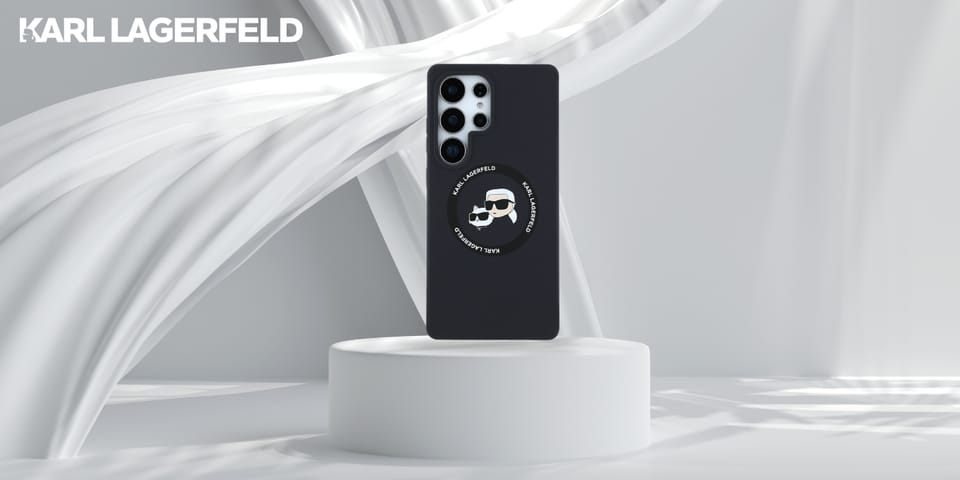 Etui Karl Lagerfeld Silicone Double      Heads And Circle MagSafe do Samsung Galaxy S25 Ultra czarny