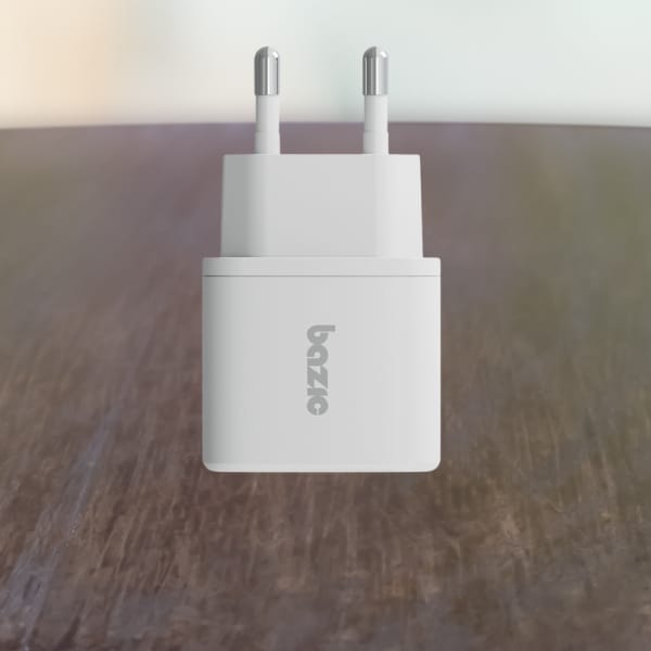 Ładowarka sieciowa Bazic Goport Velox    Kit 1xUSB-C 1xUSB-A GaN 35W z kablem plecionym biały