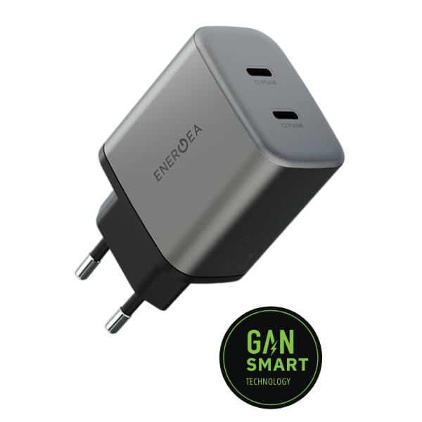 Ładowarka sieciowa Energea Ampcharge     GaN45 2xUSB-C PD/PPS/QC3.0 45W szary