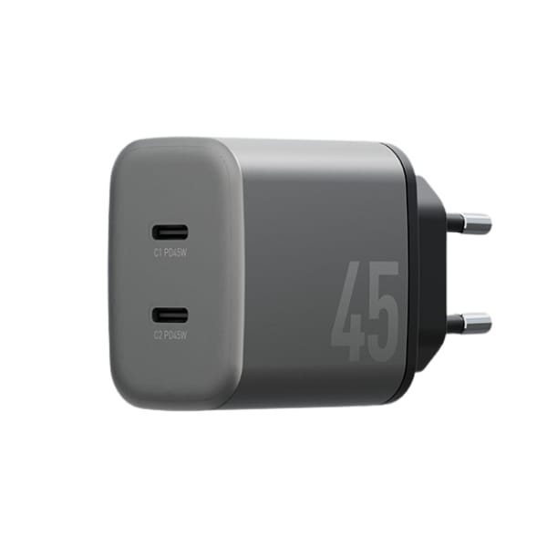 Ładowarka sieciowa Energea Ampcharge     GaN45 2xUSB-C PD/PPS/QC3.0 45W szary