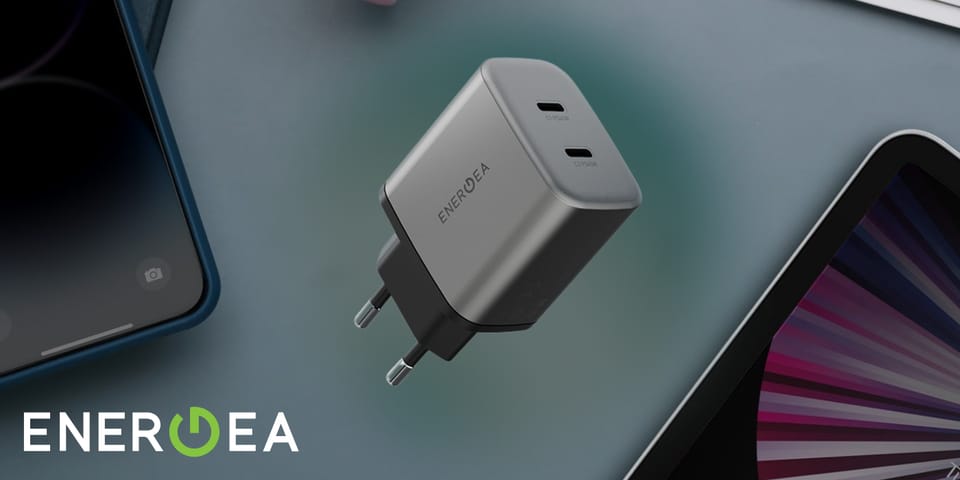 Ładowarka sieciowa Energea Ampcharge     GaN45 2xUSB-C PD/PPS/QC3.0 45W szary