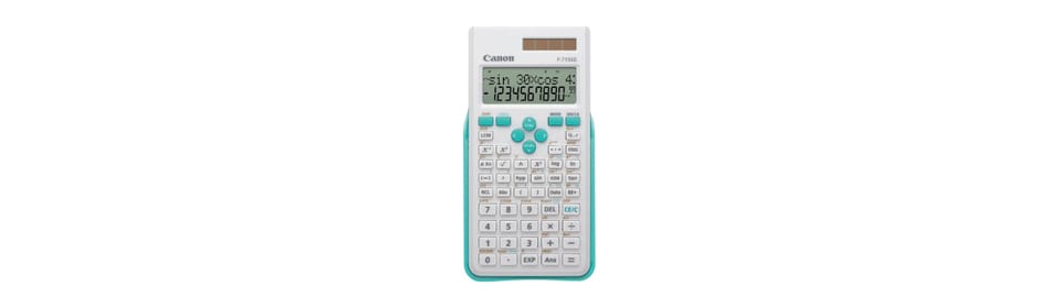 Canon Kalkulator F-715SG, biała, szkolny, 12 cyfr, obudowa z niebieskim wykończeniem
