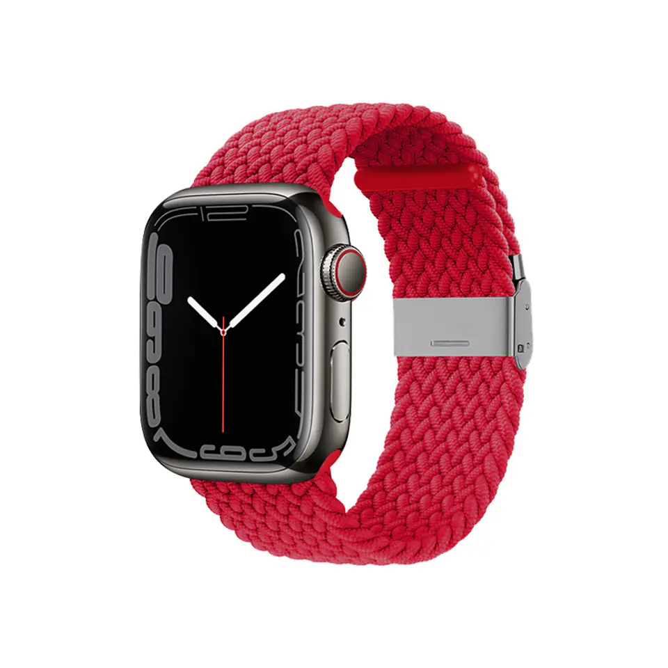 Apple Watch バンド 合皮 42 44 45mm レッド 赤 - レザーベルト