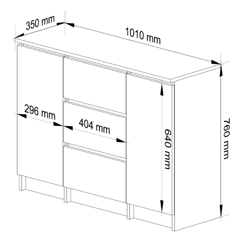 KOMODA 101 cm 2 DRZWI 3 SZUFLADY DĄB SONOMA PK