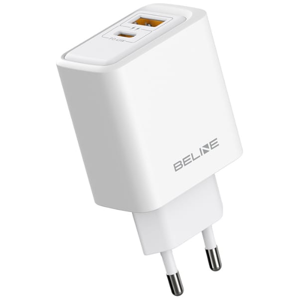 Ładowarka sieciowa Beline 45W            USB-A/USB-C + kabel USB-C/USB-C BLN2CW45C biały