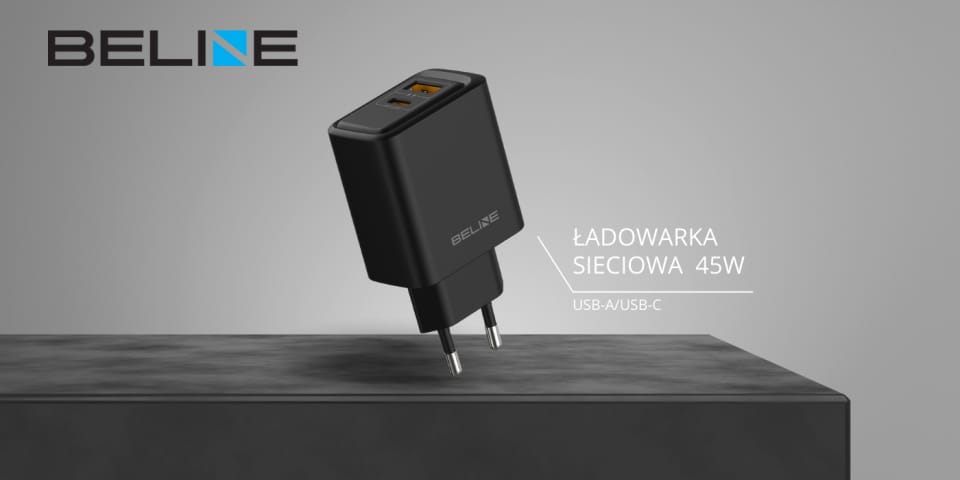 Ładowarka sieciowa Beline 45W            USB-A/USB-C BLN2CB45 czarny