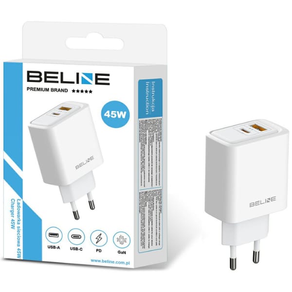 Ładowarka sieciowa Beline 45W            USB-A/USB-C BLN2CW45 biały