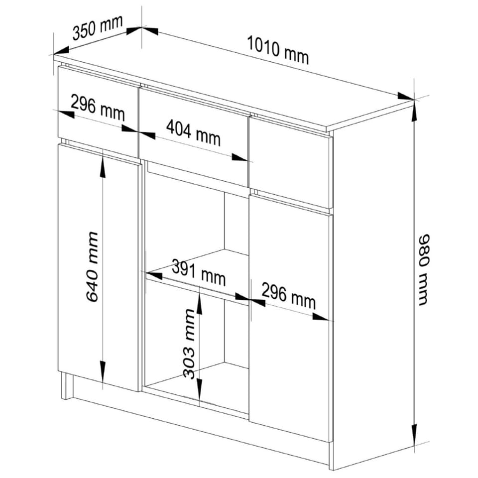KOMODA 101 cm 2 DRZWI 3 SZUFLADY 6 PÓŁEK DĄB ARTISAN PK