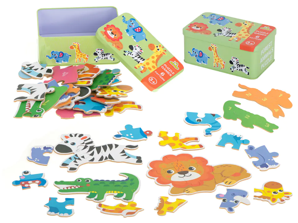 Puzzle in a can of animals safari 25 puzzles