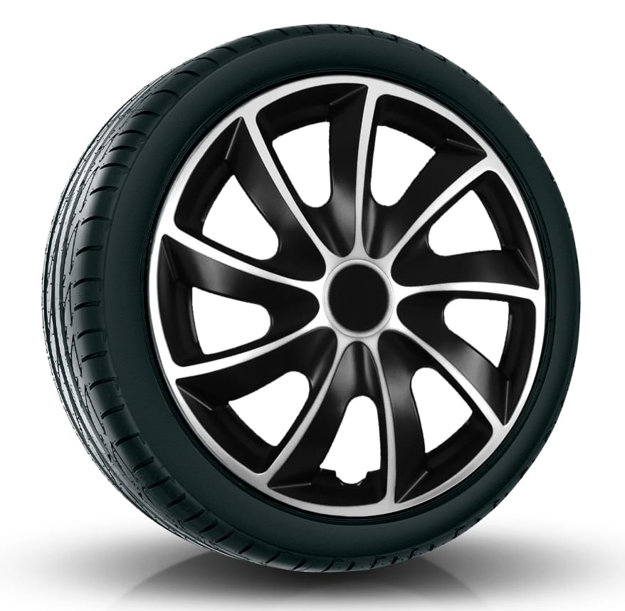 Kołpaki 4 sztuki NRM uniwersalne Quad Bicolor Silver Black (14”)
