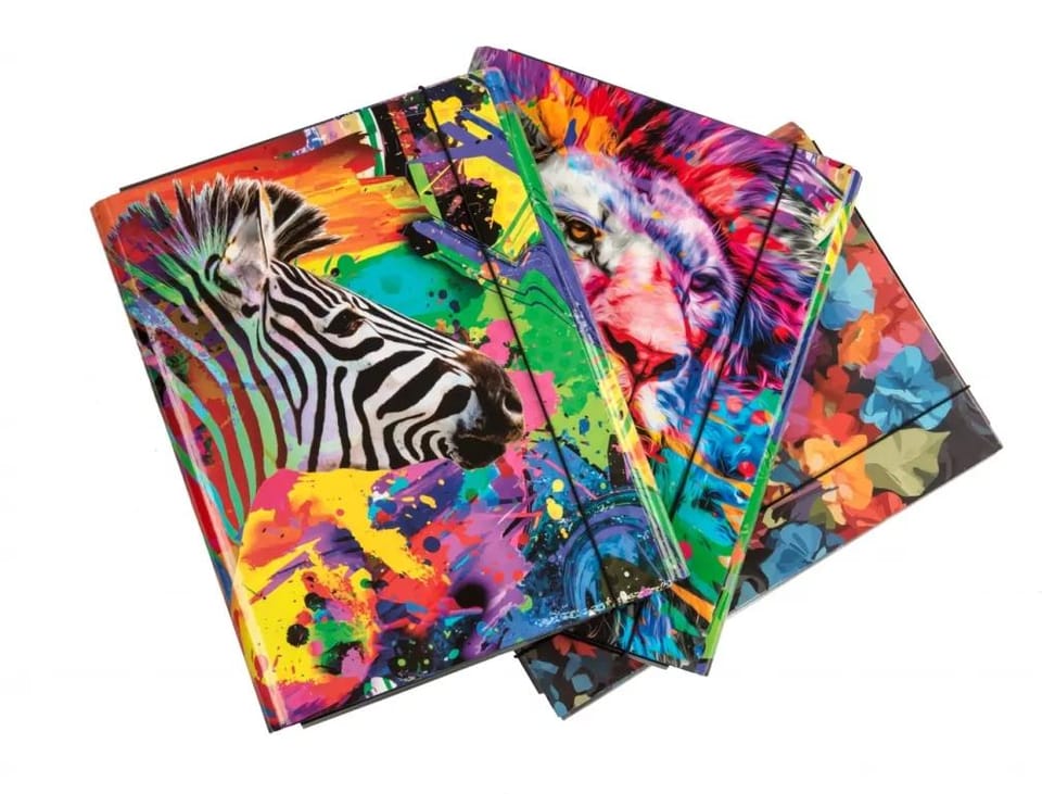 Teczka skrzydłowa z gumką ZEBRA 4cm kolekcja AFRYKA 310/97 VAUPE
