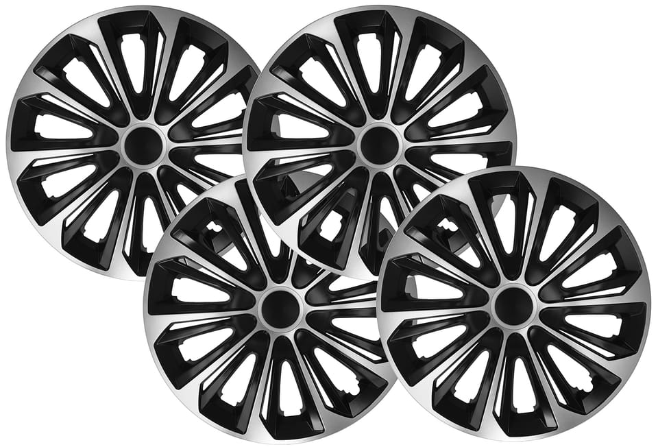 Kołpaki 4 sztuki NRM uniwersalne Strong Duoolor Silver Black (14”)