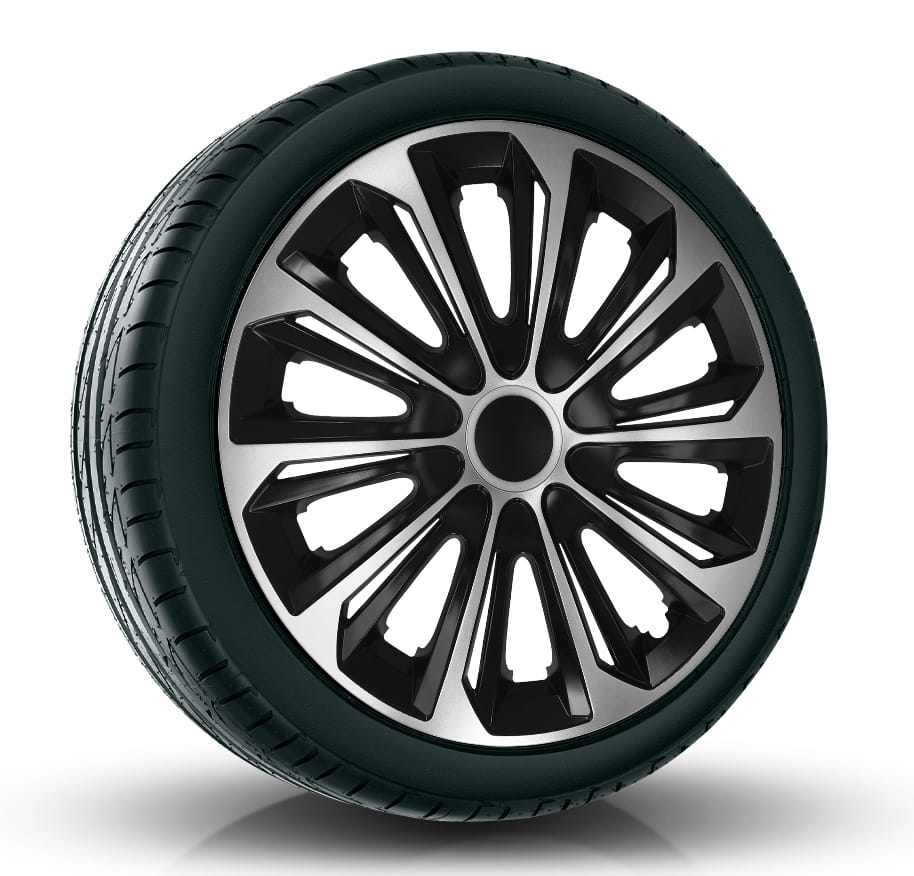 Kołpaki 4 sztuki NRM uniwersalne Strong Duoolor Silver Black (14”)